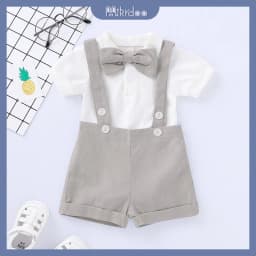 Thumbnail Set trang phục MIKRDOO áo liền quần polo tay ngắn và quần đùi yếm phong cách peter pan thời trang cho bé trai 0-2 tuổi 4