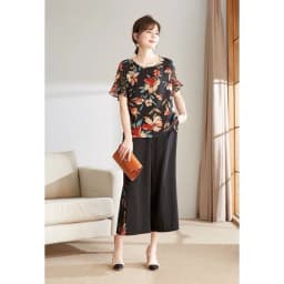 Thumbnail Set Trung Niên Nữ MAI THY S901, Bộ Đồ Áo Voan Hoa Phối Quần Lụa 9 Tấc Ngắn Tay Sang Trọng | Thời Trang Trung Niên U40 1