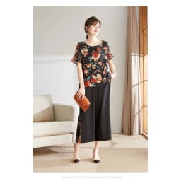 Thumbnail Set Trung Niên Nữ MAI THY S901, Bộ Đồ Áo Voan Hoa Phối Quần Lụa 9 Tấc Ngắn Tay Sang Trọng | Thời Trang Trung Niên U40 3