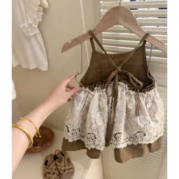 Thumbnail Set Váy 2 Dây Kèm Len Trùm Đầu Cho Bé Gái 1 2 3 4 5 Tuổi MINTSCLOSET Quảng Châu - GS1259 3