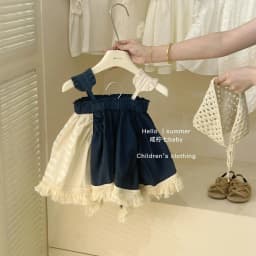 Thumbnail Set Váy 2 Màu Kiểu Kèm Khăn Chùm Đầu Cho Bé Gái 1 2 3 4 5 Tuổi MINTSCLOSET Quảng Châu - GS1357 1