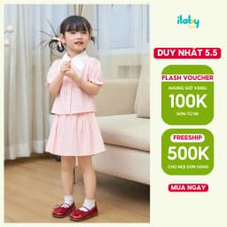 Thumbnail Set váy bé gái ILABY váy xinh cho bé chất thô kẻ áo sơ mi đính nơ quần giả chân váy [2893] 1