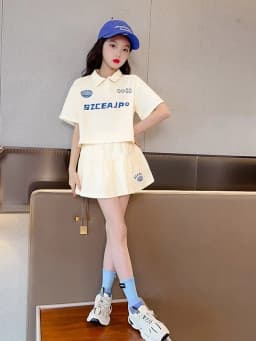 Thumbnail Set Váy Bé Gái, Set Đồ Bộ Cho Bé Gái Áo Polo Có Cổ đi học, đi chơi Vải Chính Phẩm Cotton Loại 1 Babi mama B09.1 3