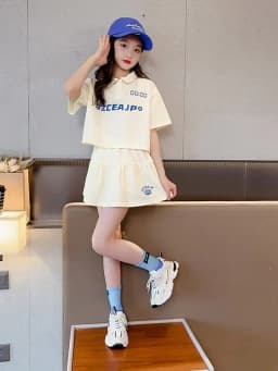 Thumbnail Set Váy Bé Gái, Set Đồ Bộ Cho Bé Gái Áo Polo Có Cổ đi học, đi chơi Vải Chính Phẩm Cotton Loại 1 Babi mama B09.1 4