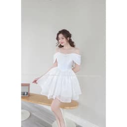 Thumbnail Set Wonderhouse áo lông, đầm trễ vai xòe hai tầng tiểu thư - Mira Dress 2
