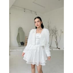 Thumbnail Set Wonderhouse áo lông, đầm trễ vai xòe hai tầng tiểu thư - Mira Dress 4
