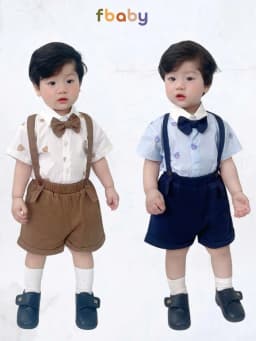 Thumbnail Set yếm Công Tử họa tiết gấu Thôi Nôi Fbaby Đi Chơi Dự Tiệc  Aó Chất Liệu Thô Đũi Phối Quần Kaki Cho Bé Trai 6-17kg 1