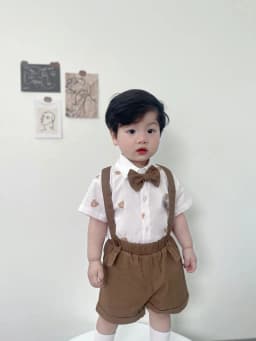 Thumbnail Set yếm Công Tử họa tiết gấu Thôi Nôi Fbaby Đi Chơi Dự Tiệc  Aó Chất Liệu Thô Đũi Phối Quần Kaki Cho Bé Trai 6-17kg 4
