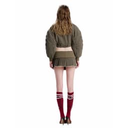 Thumbnail SG.S Cropped Bomber Khaki Jacket -  Áo khoác dài tay croptop  có dây kéo và bo chun phần thắt eo 2