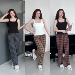 Thumbnail SHE BY ZAM  - ÁO CÓ ĐỆM NGỰC & QUẦN KẺ TARTAN 1