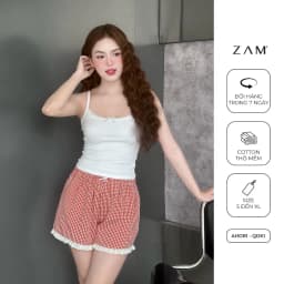 Thumbnail SHE BY ZAM - ÁO HAI DÂY PHỐI REN & QUẦN ĐÙI KẺ CARO 3
