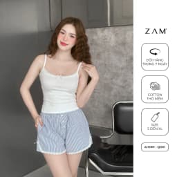 Thumbnail SHE BY ZAM - ÁO HAI DÂY PHỐI REN & QUẦN ĐÙI KẺ SỌC 3
