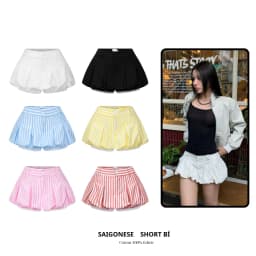 Thumbnail Short Ngắn Đùi Nữ Bí Phồng SAIGONESE Quần Giả Chân Váy Cạp Trễ Y2K Phối Ren Viền Nữ 1