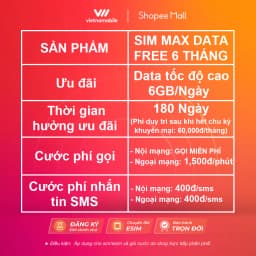Thumbnail Sim 4G Vietnamobile Data 6GB/Ngày - 180GB/Tháng, Miễn Phí Gọi Nội Mạng. Độc Quyền VIETNAMOBILE - SIMTHEVN 1