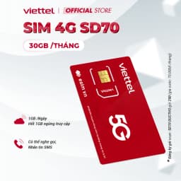 Thumbnail Sim 4G Viettel SD70 - SD90 - SD125Z - SD135 Data 6GB/Ngày -180GB/Tháng Tốc Độ Cao MAX Băng Thông Toàn Quốc. Từ 70K/Tháng 4