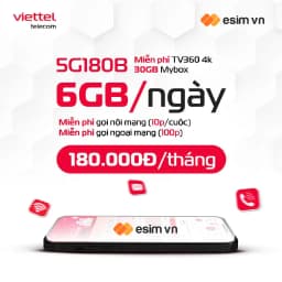 Thumbnail SIM 5G VIETTEL 5G160B - 5G180B DATA 6GB/Ngày, FREE Gọi 100P Ngoại Mạng + 1000P Nội Mạng + TV360. Chỉ từ 160k/Tháng 3