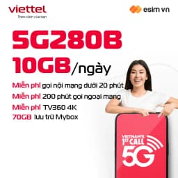 Thumbnail SIM 5G VIETTEL 5G230B - 5G280B - 5G330B Data 12GB/Ngày (360GB/Tháng), FREE 300P Gọi Ngoại Mạng + 1000P Nội Mạng Chỉ 230K 3