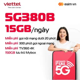 Thumbnail SIM 5G VIETTEL 5G380B - 5G480B Data 20GB/Ngày (600GB/Tháng). FREE 300P Gọi Ngoại Mạng + 1000P Nội Mạng Chỉ Từ 380k/Tháng 1