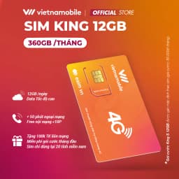 Thumbnail Sim KingS Vietnamobile 12GB/Ngày (360GB/Tháng) + 60P Gọi Ngoại Mạng + Nội Mạng + TK 120K Sim CHỈ DÙNG Ở 20 Tỉnh Miền Nam 1