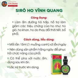 Thumbnail Siro ho Vĩnh Quang chai 280ml Hỗ trợ Giảm ho, ho có đờm, ho gió, ho khan, bổ phổi 4