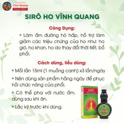 Thumbnail Siro Vĩnh Quang Combo 3 chai 280ml Hỗ trợ Giảm ho, ho có đờm, ho gió, ho khan, bổ phổi 4