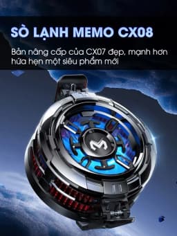Thumbnail Sò lạnh tản nhiệt điện thoại MEMO CX08 bản nâng cấp hè 2025 mạnh mẽ hỗ trợ AI sạc không dây chơi game tăng FPS Liên quân 1