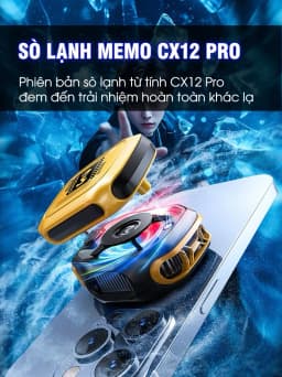 Thumbnail Sò lạnh tản nhiệt MEMO CX12 Pro 2025 sử dụng pin làm lạnh sâu 2 chế độ AI đèn led màn hình tăng fps chơi game liên quân 1