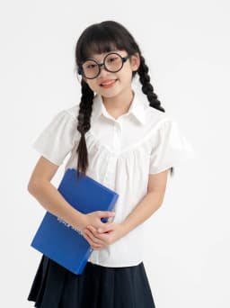 Thumbnail Sơ mi bé gái cộc tay nhún Doris Riomio, chất liệu thoáng mát RA919 3