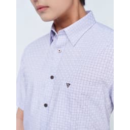 Thumbnail Sơ mi ngắn tay lai bầu VIETTIEN vải sợi hoa hồng phom REGULAR VT00000328 2