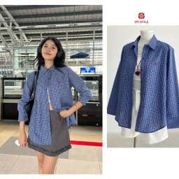 Thumbnail Sơ mi nữ kẻ sọc tay dài VMSTYLE Áo tay dài dáng rộng SMU00254 1
