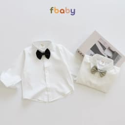 Thumbnail Sơ Mi Trơn Fbaby Màu Trắng Thiết Kế Thoáng Mát Không Kèm Nơ, Cavat 1