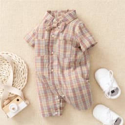 Thumbnail Sơ sinh baby boy gentlemen's bodysuit turn-down tay ngắn kẻ sọc romper Áo liền quần quần áo dự tiệc hàng ngày 3