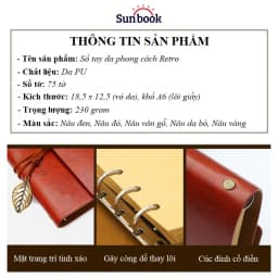 Thumbnail Sổ tay ghi chép bìa da Sunbook khổ A6 gáy còng hình lá in chìm - lõi giấy kraft nâu 150 trang - mã SB-SGC 1