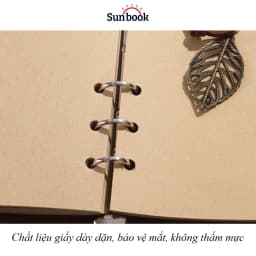 Thumbnail Sổ tay ghi chép bìa da Sunbook khổ A6 gáy còng hình lá in chìm - lõi giấy kraft nâu 150 trang - mã SB-SGC 2