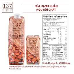Thumbnail Sữa Hạt Hạnh Nhân Nguyên Chất 137 DEGREES Có Vị Ngọt Từ Mật Hoa Dừa (Không Đường) Healthy Dinh Dưỡng TháiLan 3