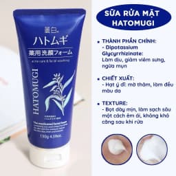 Thumbnail Sữa rửa mặt chiết xuất Ý Dĩ Hatomugi Cleansing Facial Foam dưỡng ẩm dưỡng trắng da Nhật Bản 130g, 170g 4