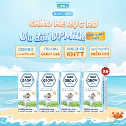 Thumbnail Sữa Tiệt Trùng VPMilk Grow+ Ít Đường 110ml Cho Bé Từ 1 Tuổi (4 hộp x 6) 1
