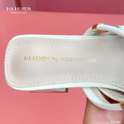 Thumbnail Sục nữ HÀ HUYỀN da lì cut V 2 quai ngang cổ rút khóa ngọc gót vuông 5cm - SU466 3