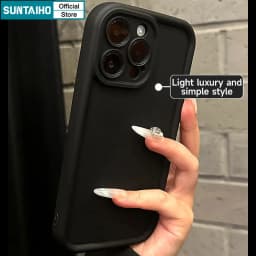 Thumbnail Suntaiho Ốp Lưng iPhone Thời Trang Đơn Giản Màu Trơn đen Ốp Điện Thoại Silicon Mềm Làm Dày Chống Sốc Cho Iphone 16 15 14 13 12 11 Pro Max IP 7 8 Plus Iphon X XS XR XsMax 2