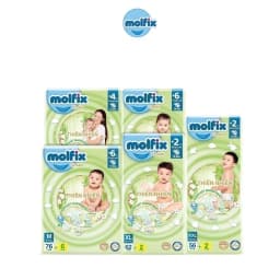 Thumbnail Tã dán thiên nhiên Molfix Super Jumbo S80/M76/L68/XL64/XXL54 2