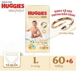 Thumbnail Tã quần Huggies Skin Perfect Super Jumbo M70+6/ L60+6/ XL52+6/ XXL48+6 với 2 vùng thấm giảm kích ứng da 1