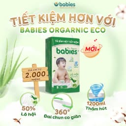 Thumbnail Tã/Bỉm BABIES ORGANIC ECO Siêu Mềm Mịn, Mỏng Thoáng, Lô Hội Ngừa Hăm Bí,Thương Hiệu Bỉm Việt - Size NB/S/M/L/XL/2XL/3XL 2