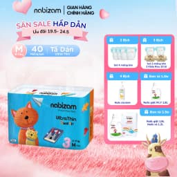 Thumbnail Tã/Bỉm Dán NABIZAM UltraThin Nội Địa Hàn Cao Cấp, Mỏng và Thấm Hút Tối Ưu Size M Cho Bé 6-11kg, 40 Miếng/Bịch 1