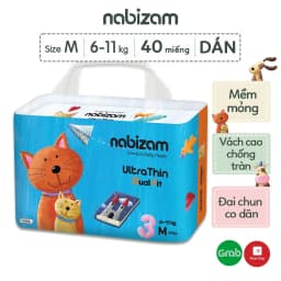 Thumbnail Tã/Bỉm Dán NABIZAM UltraThin Nội Địa Hàn Cao Cấp, Mỏng và Thấm Hút Tối Ưu Size M Cho Bé 6-11kg, 40 Miếng/Bịch 2