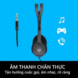 Thumbnail Tai nghe chụp tai Logitech H111 - 1 jack 3.5mm, Mic khử giảm tiếng ồn, âm thanh nổi 2