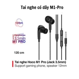 Thumbnail Tai nghe có dây M1 Pro - V5.0 chính hãng Jack 3.5, âm hay tích hợp Micro, cáp 1.2m kèm 4 núm đệm tai - Bảo hành 6 tháng 1