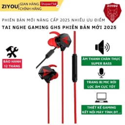 Thumbnail Tai nghe gaming nhét tai ZIYOU GH5 âm thanh super bass, chống ồn cực tốt, có mic có thể tháo rời, tặng bộ phụ kiện 1