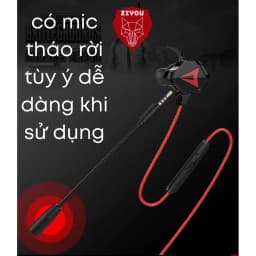 Thumbnail Tai nghe gaming nhét tai ZIYOU GH5 âm thanh super bass, chống ồn cực tốt, có mic có thể tháo rời, tặng bộ phụ kiện 2