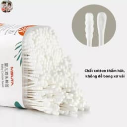 Thumbnail Tăm Bông Cho Bé Sơ Sinh MISUTA, Tăm Bông Ngoáy Tai Hộp 400c Chất Liệu Tự Nhiên An Toàn Cho Bé 3