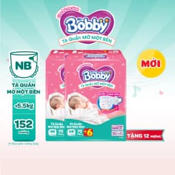 Thumbnail [TẶNG MIẾNG] Combo 2 gói tã quần mở một bên Bobby dành cho bé sơ sinh size NB70+6/NB-S74/ S80/ S-M62 1